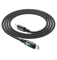 Кабель BOROFONE BU32 Type-C to Type-C 5A, 100W, 1.2m, nylon, aluminum connectors, digital display, Black