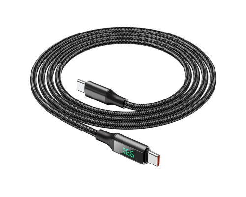 Кабель BOROFONE BU32 Type-C to Type-C 5A, 100W, 1.2m, nylon, aluminum connectors, digital display, Black