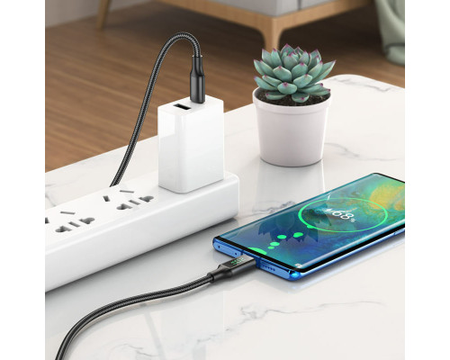 Кабель BOROFONE BU32 Type-C to Type-C 5A, 100W, 1.2m, nylon, aluminum connectors, digital display, Black