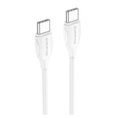 Кабель BOROFONE BX19 Type-C to Type-C 3A, 60W, 1m, PVC, PVC connectors, White