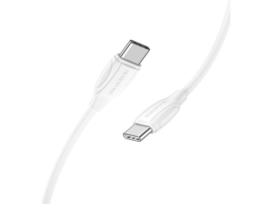 Кабель BOROFONE BX19 Type-C to Type-C 3A, 60W, 1m, PVC, PVC connectors, White