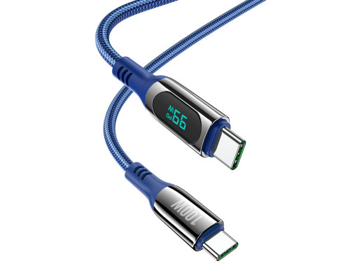 Кабель HOCO S51 Type-C to Type-C 100W, 1.2m, nylon, zinc+TPE connectors, Blue