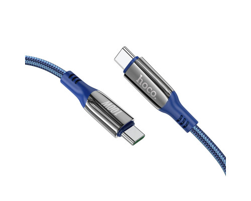 Кабель HOCO S51 Type-C to Type-C 100W, 1.2m, nylon, zinc+TPE connectors, Blue
