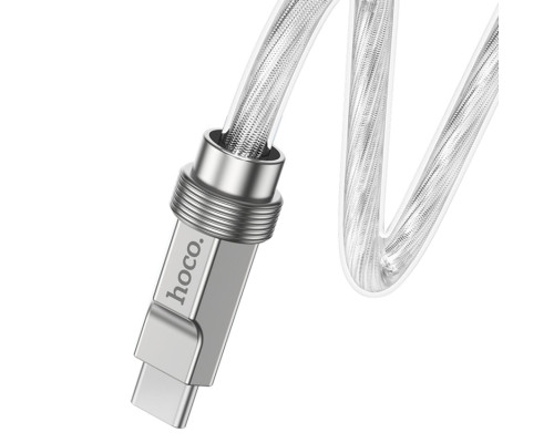 Кабель HOCO U113 Solid 100W silicone charging data cable Type-C to Type-C Silver