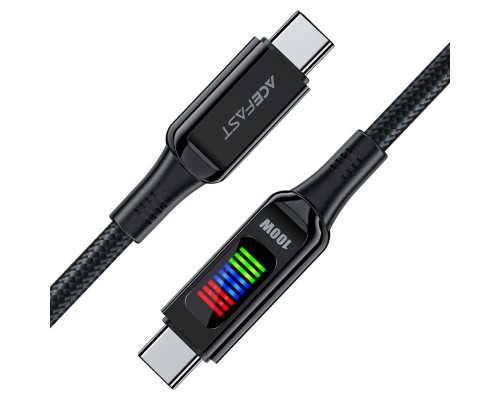 Кабель ACEFAST C7-03 Type-C to Type-C 5A, 100W, 1.2m, nylon, zinc connectors, LED, Black