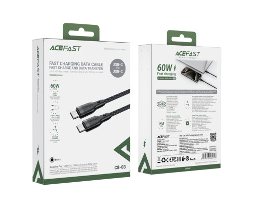 Кабель ACEFAST C8-03 USB-C to USB-C charging data cable Black
