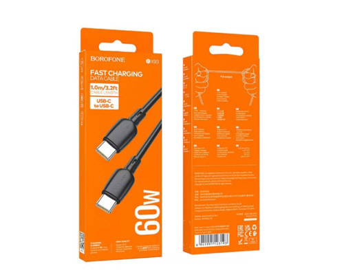 Кабель BOROFONE BX93 Super power 60W fast charging data cable Type-C to Type-C Black