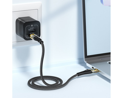 Кабель Essager Interstellar Transparent Design USB Charging Cable Type C to Type C 100W 2m black (EXCTT1-XJA01-P)