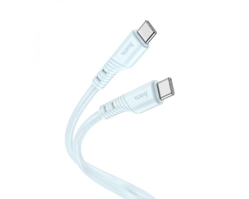Кабель HOCO X97 Crystal color 60W silicone charging data cable Type-C to Type-C light blue