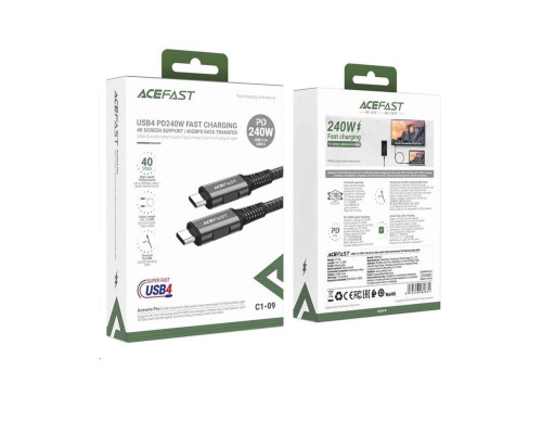 Кабель ACEFAST C1-09 USB-C to USB-C aluminum alloy audio/video transmission full-featured data cable Black