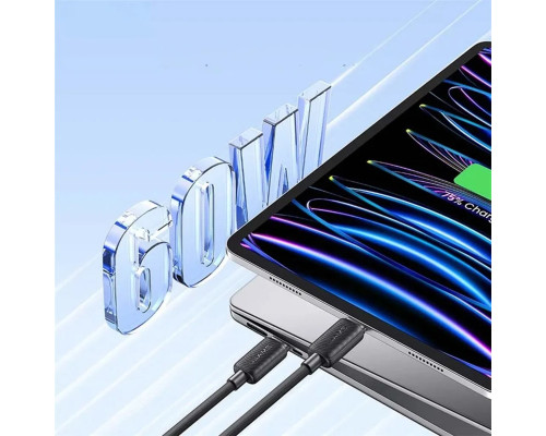 Кабель Usams US-SJ691 60W Striped Data Cable Type-C To Type-C-KY Series 1M black