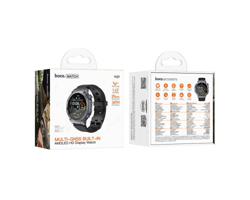 Смарт Годинник Hoco Y37 GPS + 3 Аtm Колір Чорний 6942007666046 ma38657_3867862