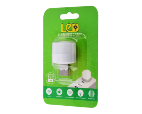 USB LED лампа 1w 6500k (тепле світло) white PLS-00-00101250