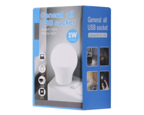 USB LED лампа 1w (тепле світло) white PLS-00-00101248