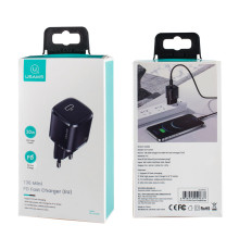 Зарядний пристрій Usams US-CC124, T36, 20W, Super Si PD Fast Charger(EU), Black NBB-115941
