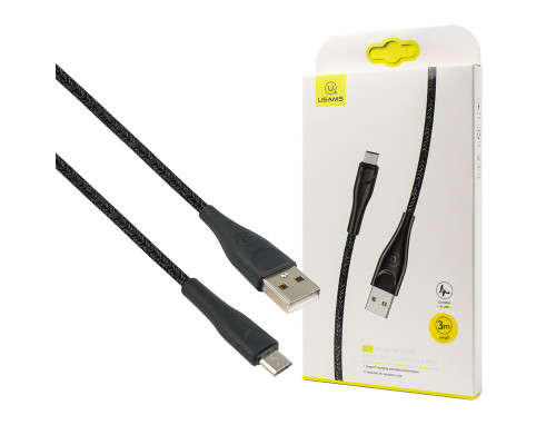 Кабель Usams US-SJ399 U41 Micro Braided Data and Charging Cable 3m Black NBB-115971