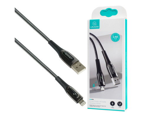 Кабель Usams US-SJ469 Lightning Smart Power-off Cable Raydan Series 1.2m Black NBB-115977