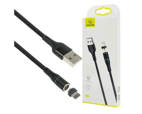 Кабель Usams US-SJ352 U32 Lightning Aluminum Alloy Magnetic Charging and Data Cable 1m Black NBB-115961