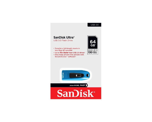 Флеш-накопичувач SanDisk USB 3.0 Ultra 64Gb (130Mb/s) Blue (SDCZ48-064G-U46B)