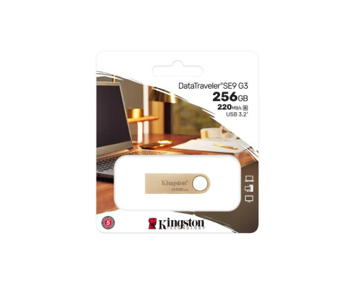 Флеш-накопичувач Kingston USB 3.2 SE9 G3 256GB 220MB/s Metal/Gold (DTSE9G3/256GB)