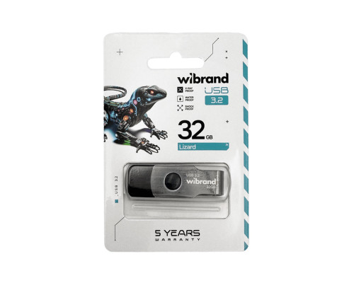 Флеш-накопичувач Wibrand USB 3.2 Gen1 Lizard 32GB Black (WI3.2/LI32P9B)