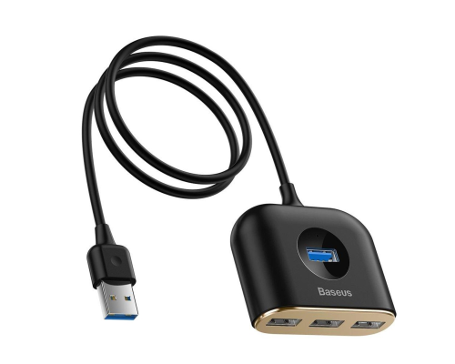 USB HUB adapter Baseus Square Round 4в1 USB3.0 to USB3.0*1+USB2.0*3 black PLS-00-00053699