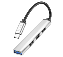 USB HUB adapter Hoco HB26 4в1 (Type-C to USB3.0+USB2.0*3) 0.13м silver PLS-00-00123955