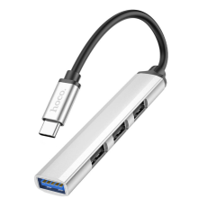 USB HUB adapter Hoco HB26 4в1 (Type-C to USB3.0+USB2.0*3) 0.13м silver PLS-00-00123955