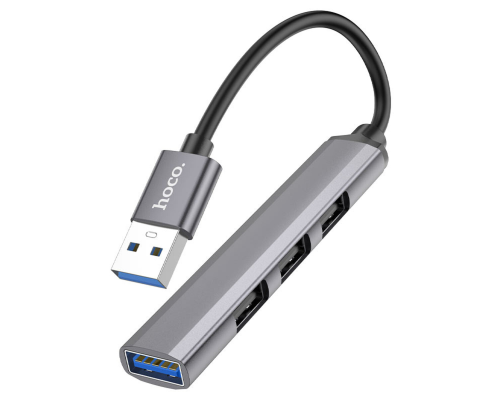 USB HUB adapter Hoco HB26 4в1 (USB-A to USB3.0+USB2.0*3) 0.13м gray PLS-00-00123958