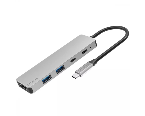 USB HUB adapter Proove Iron Link 5в1 (2*Type-C + 2*USB3.0 + HDMI) gray PLS-00-00130376