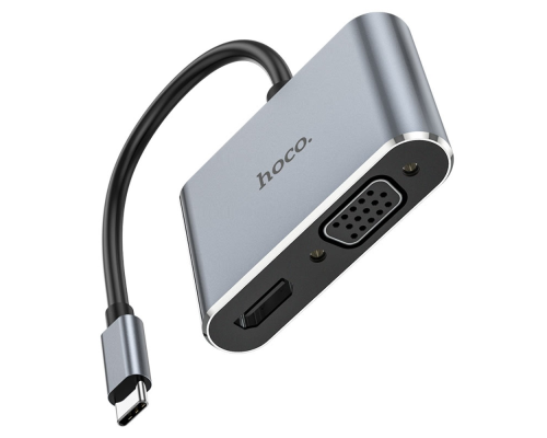 USB HUB adapter Hoco HB29 2в1 Type-C to HDMI (F) VGA (F) 0,15м PLS-00-00132943