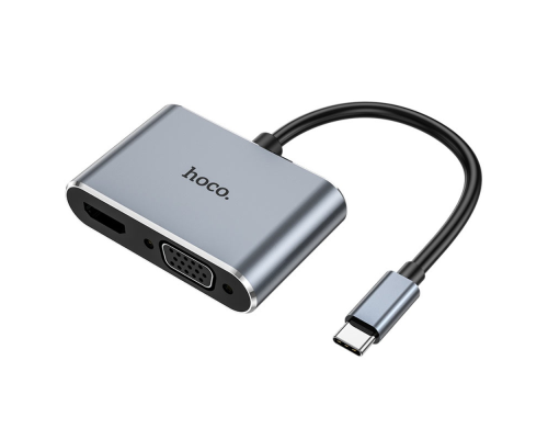 USB HUB adapter Hoco HB29 2в1 Type-C to HDMI (F) VGA (F) 0,15м PLS-00-00132943