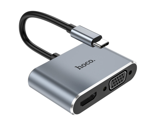 USB HUB adapter Hoco HB29 2в1 Type-C to HDMI (F) VGA (F) 0,15м PLS-00-00132943