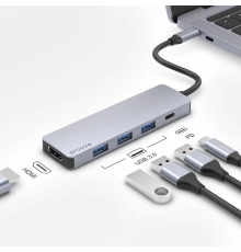 USB HUB adapter Proove Iron Link 5в1 (Type-C + 3*USB3.0 + HDMI) silver PLS-00-00134133