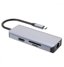 USB HUB adapter Proove Iron Link 6в1 (2*USB3.0 + SD + RJ45 + HDMI) silver PLS-00-00134134