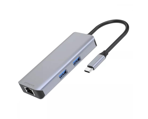 USB HUB adapter Proove Iron Link 6в1 (2*USB3.0 + SD + RJ45 + HDMI) silver PLS-00-00134134