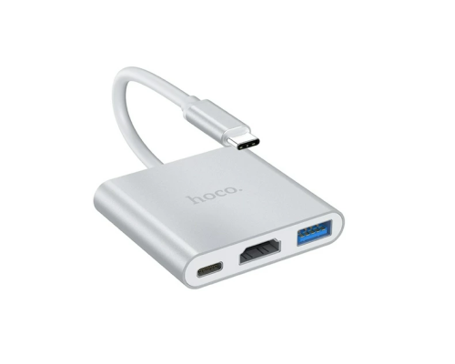 USB HUB adapter Hoco HB14 silver PLS-00-00050359