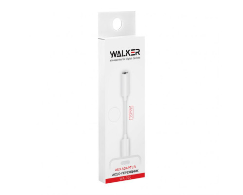 Аудіо-перехідник WALKER WA-020 Lightning to AUX 3.5мм (Universal IC) white