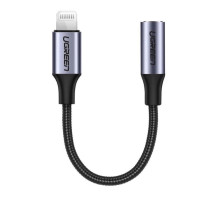 Перехідник UGREEN US211 Lightning M/F Round Cable Aluminum Shell with Braided 10cm (Black)(UGR-30756) (UGR-30756)