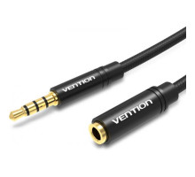 Кабель Vention Cotton Braided 3.5mm Audio Extension Cable 0.5M Black Metal Type (BHBBD)