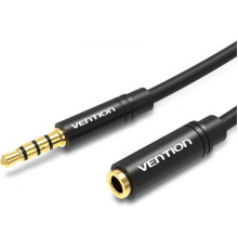 Кабель Vention Cotton Braided 3.5mm Audio Extension Cable 0.5M Black Metal Type (BHBBD)