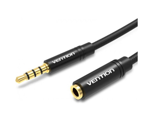 Кабель Vention Cotton Braided 3.5mm Audio Extension Cable 0.5M Black Metal Type (BHBBD)