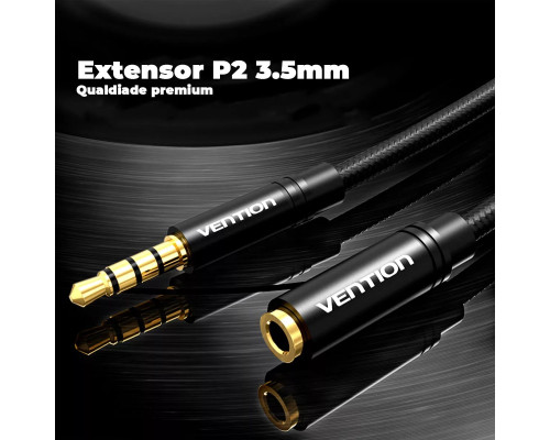 Кабель Vention Cotton Braided 3.5mm Audio Extension Cable 0.5M Black Metal Type (BHBBD)