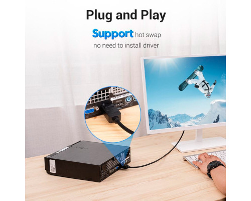Кабель Vention DP to DVI Cable 2M Black (HAFBH) (HAFBH)