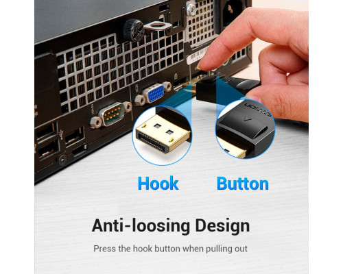 Кабель Vention DP to DVI Cable 2M Black (HAFBH) (HAFBH)