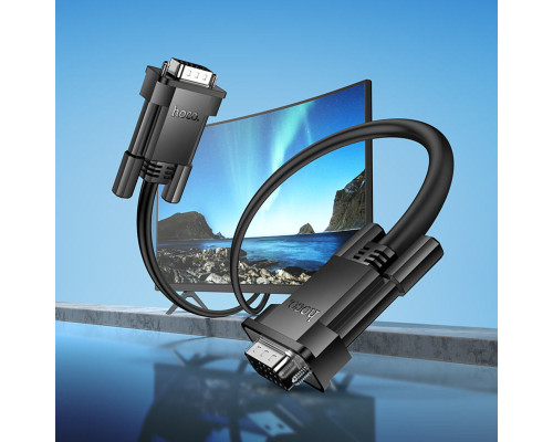 Кабель HOCO US11 VGA male to VGA male HD data cable(L=2M) Black (6942007628211)