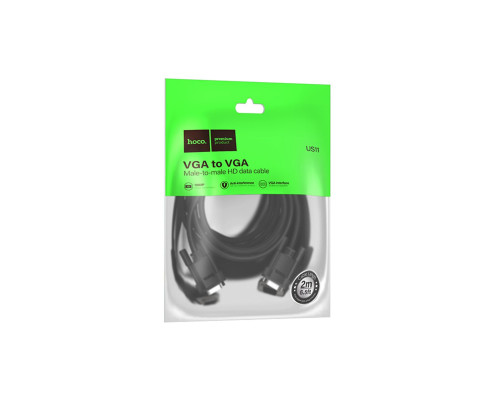 Кабель HOCO US11 VGA male to VGA male HD data cable(L=2M) Black (6942007628211)