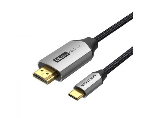 Кабель Vention Cotton Braided USB-C to HDMI Cable 1.5M Black Aluminum Alloy Type (CRBBG)