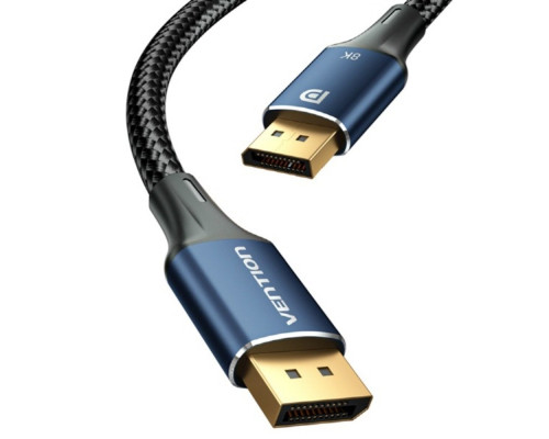 Кабель Vention Cotton Braided DP Male to Male HD Cable 8K 1.5M Blue Aluminum Alloy Type (HCELG)