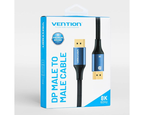 Кабель Vention Cotton Braided DP Male to Male HD Cable 8K 1.5M Blue Aluminum Alloy Type (HCELG)